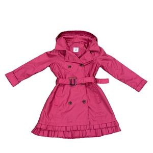 GUC 6X Lands End kids coat with belt and ruffle bottom